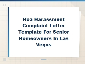 Hoa Harassment Complaint Letter for Las Vegas Seniors