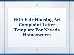 Hoa Fair Housing Complaint Letter Template - Nevada